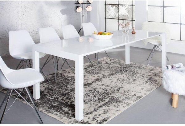 KONDELA Masă dining extensibilă, alb extra lucios HG, 140-180x80 cm, ASPER NEW TYP 1