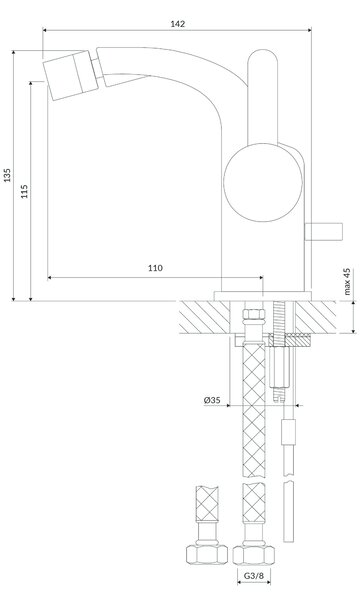 Omnires Darling baterie bideu stativ auriu DA5020GL