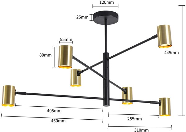 Light Prestige Snow lampă de tavan 1x50 W negru-auriu LP-731/6PGD