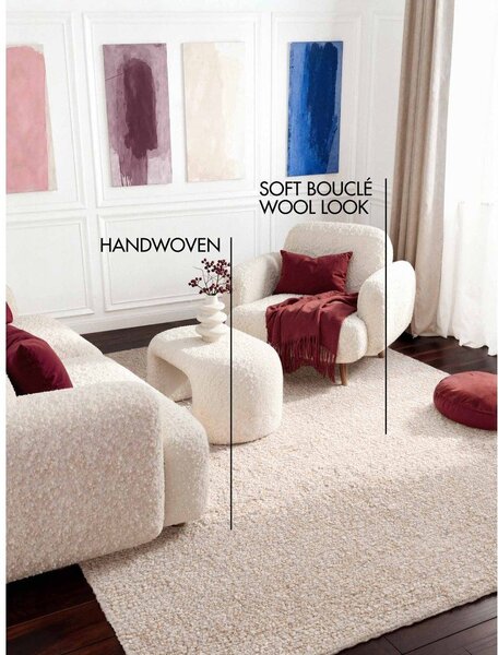 Covor crem țesut manual din material bouclé 160x230 cm Notting Hill Portobello – Ted Baker