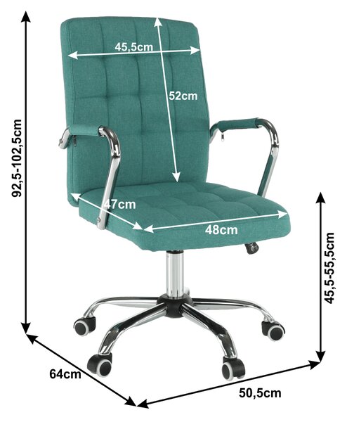 KONDELA Scaun de birou, verde azur, MORGEN