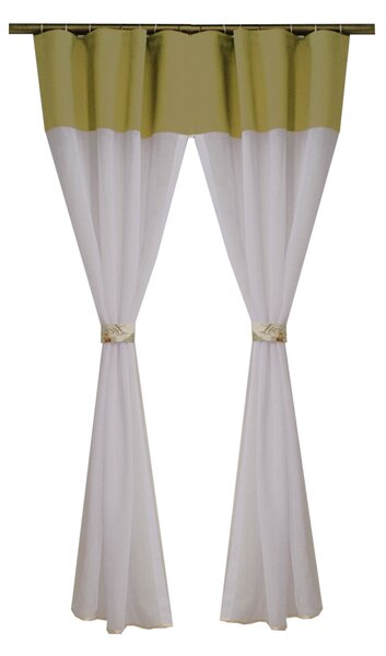Perdea Velaria bamboo alb si verde brotacel, 135x150 cm