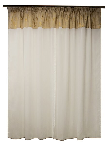 Perdea Velaria voal crep cu insertii aurii, 220x180 c m