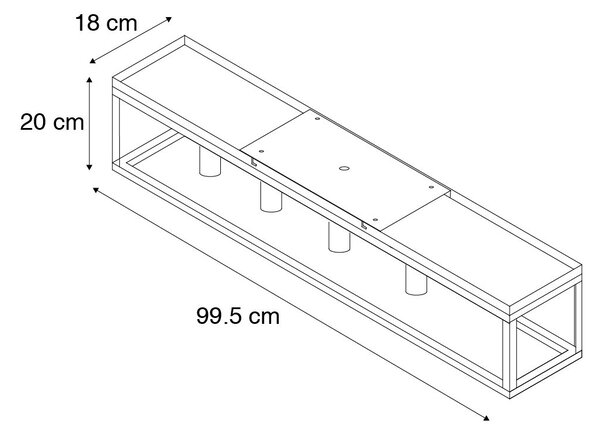 Plafoniera inteligentă neagră 99,5 cm inclusiv 4 Wifi A60 - Cage