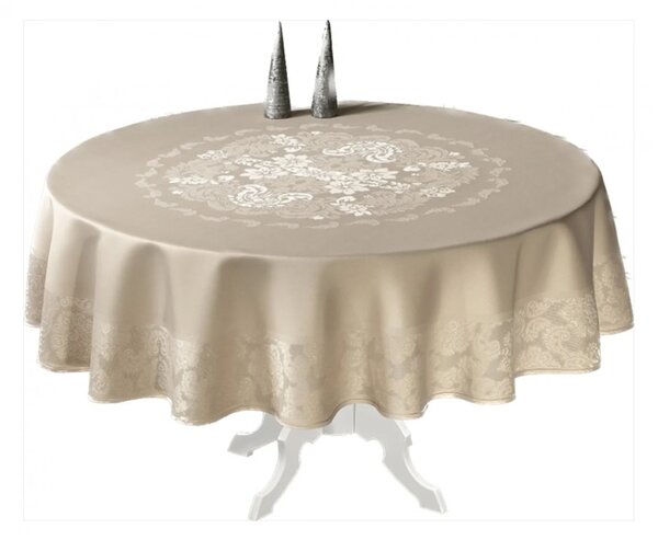 Fata de masa rotunda, teflonata si impermeabila, 160 cm Bej