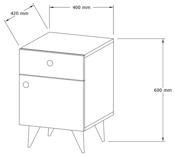 Noptiera Pila pentru dormitor,culoare nuc,60 cm