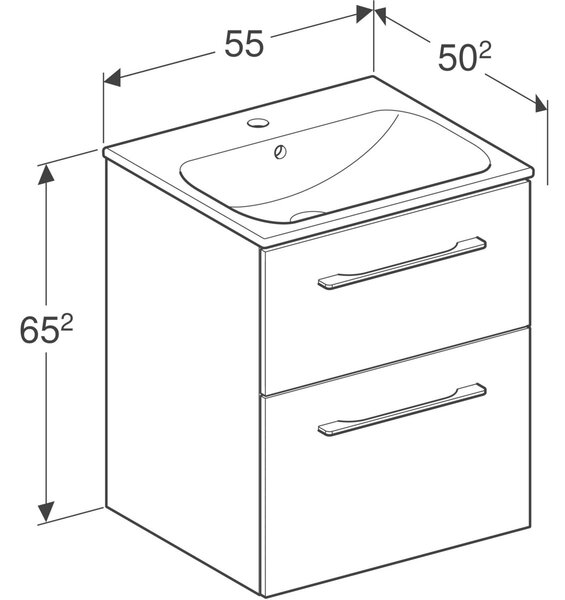 Geberit Selnova Square lavoar cu dulap 55 cm alb 501.232.00.1