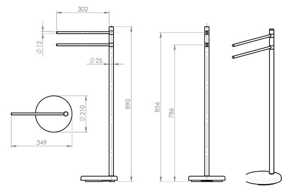 Aqualine Aqualine, Stand cu suport pentru prosoape, alb, MM31