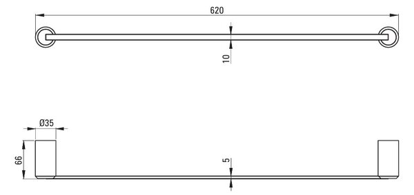 Deante Arnika, suport pentru prosoape 620 mm, crom, DEA-ADA_0621