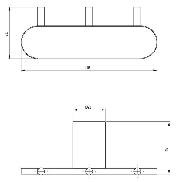 Deante Round, baie 3 carlig pentru prosoape, crom, DEA-ADR_0131
