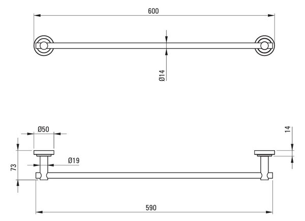Deante Temisto, suport pentru prosoape 1 rând 60 cm, crom, DEA-ADT_0621