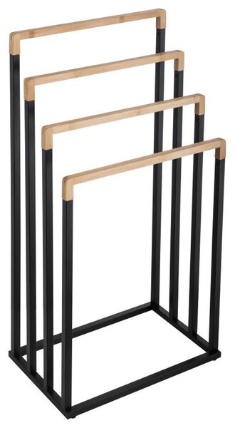 Erga Kona, suport pentru prosoape cu patru brațe 45x29x94 cm, negru-maro mat, ERG-YKA-P.KONA-4-BLK
