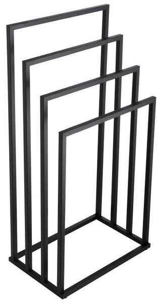 Erga Lonia, suport pentru prosoape cu patru brate 45x29x94 cm, negru mat, ERG-YKA-P.LONIA4-BLK