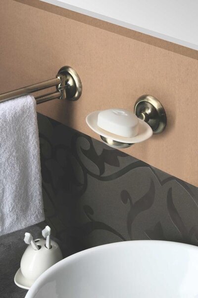 BISK Erga Deco, suport pentru prosoape cu 2 brate, alama antica, ERG-00402
