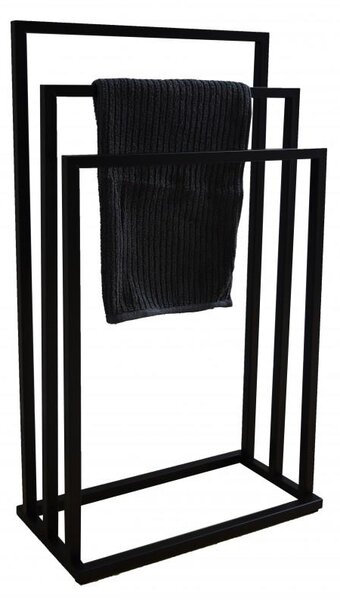 Erga Lonia, suport pentru prosoape cu trei brațe 41x22x85 cm, negru mat, ERG-YKA-P.LONIA3-BLK