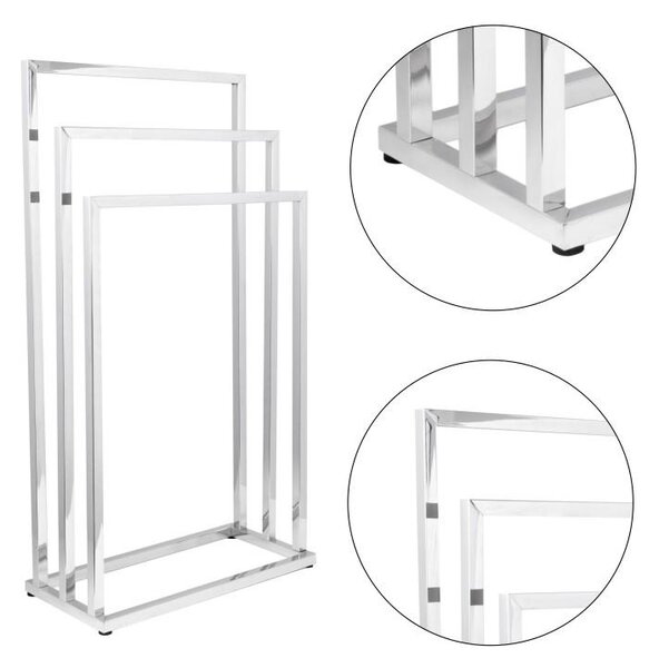 Erga Lonia, suport pentru prosoape cu trei brate 41x22x85 cm, crom, ERG-YKA-P.LONIA3-CHR