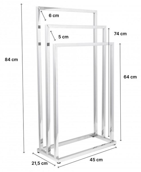 Erga Lonia, suport pentru prosoape cu trei brate 41x22x85 cm, crom, ERG-YKA-P.LONIA3-CHR