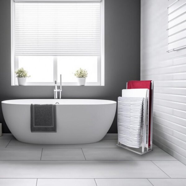 Erga Lonia, suport pentru prosoape cu trei brate 41x22x85 cm, crom, ERG-YKA-P.LONIA3-CHR