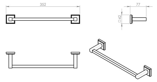 Gedy Gedy, suport pentru prosoape COLORADO 350x80mm, crom, 692135