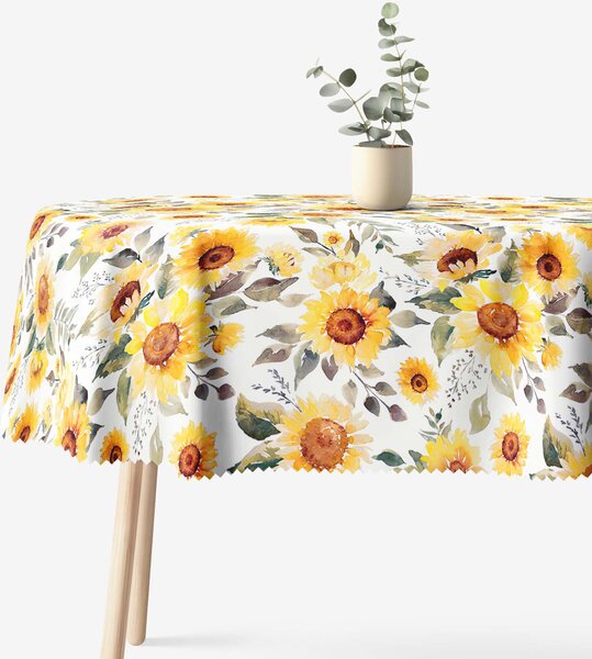 Goldea față de masă teflonată - flori de floarea-soarelui - ovală 120 x 180 cm