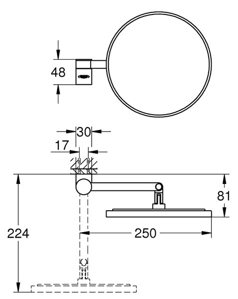 Grohe Selection oglindă cosmetică 20x20 cm rotunde auriu 41077DA0