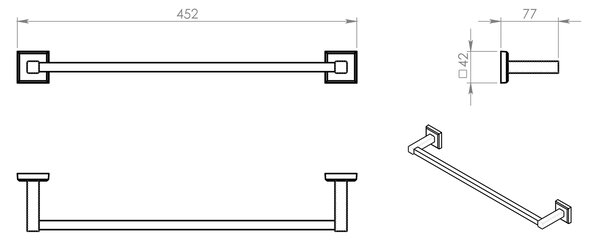 Gedy Gedy, suport pentru prosoape COLORADO 450x80mm, crom, 692145