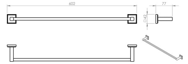 Gedy Gedy, suport pentru prosoape COLORADO 600x80mm, crom, 692160