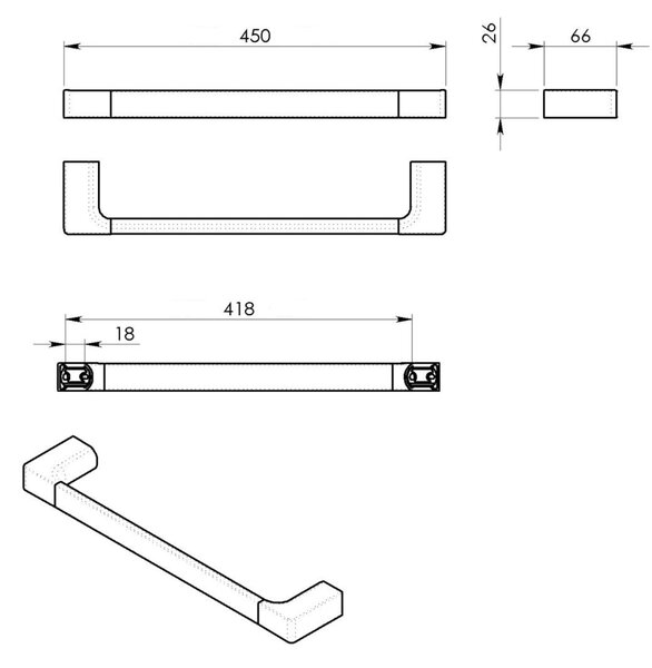 Gedy Gedy, suport prosop PIRENEI 450x66mm, alb mat, PI214502