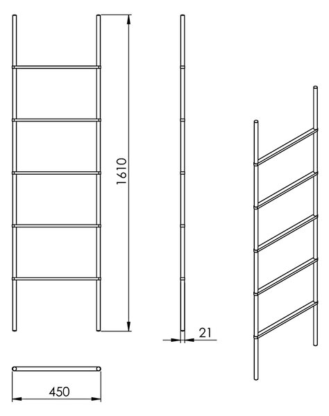 Gedy Gedy, uscator de prosoape KENTA 450x1610x21mm, negru/bambus, 303141