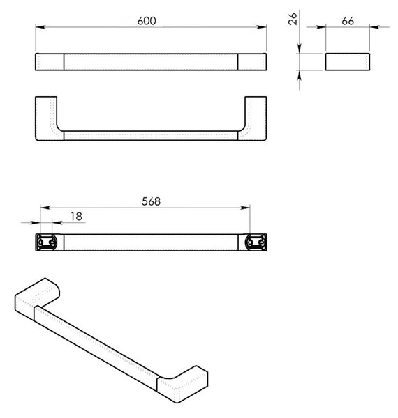 Gedy Gedy, suport prosop PIRENEI 600x66mm, crom, PI216013