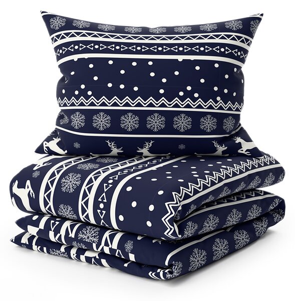 Lenjerie de pat din bumbac WINTER CHARM albastru inchis Dimensiune lenjerie de pat: 70 x 90 cm | 140 x 200 cm