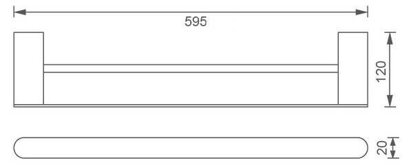 Novaservis - Suport dublu pentru prosoape 600 mm Titania Naty crom, 66625.0