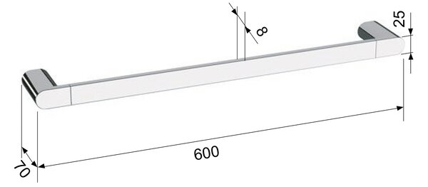 Sapho Sapho, suport pentru prosoape FLORI 600x70mm, negru mat, RF009/15
