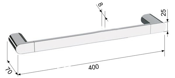 Sapho Sapho, suport pentru prosoape FLORI 400x70mm, crom, RF010