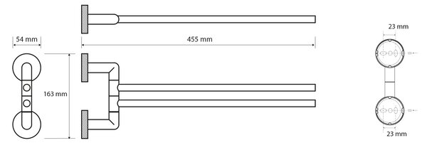 Sapho Sapho, suport dublu pentru prosoape LARISSA, pivotant 350 mm, crom, WS021