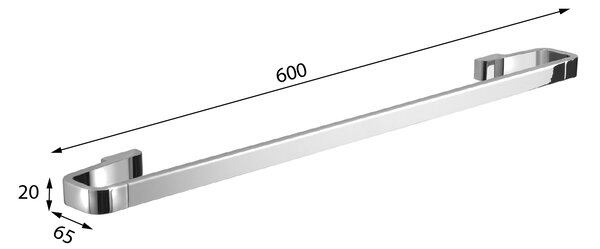 Gedy Sapho, suport pentru prosoape SAMOA 600x65mm, negru mat
