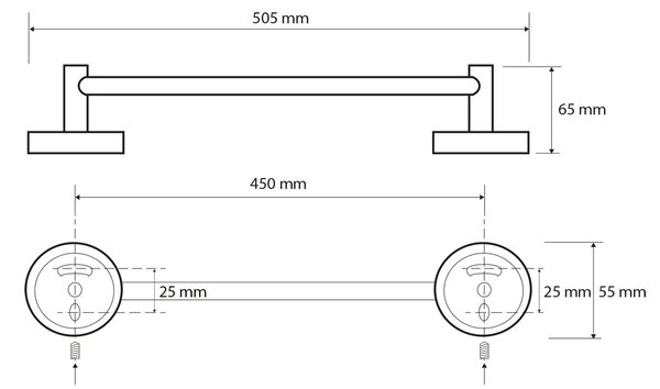 Sapho Sapho, X-ROUND E suport prosop 500mm, crom, XR408