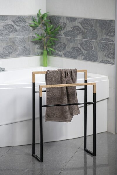 Sapho Sapho, SKA Suport pentru prosoape, 550x800x200mm, negru mat/stejar, SKA308