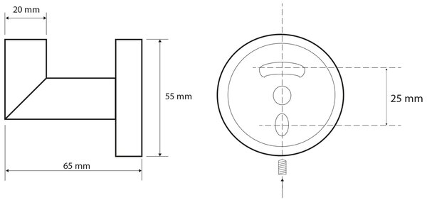 Sapho Sapho, cârlig X-ROUND BLACK, negru mat, XR208B