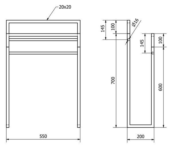 Sapho Sapho, SKA Suport pentru prosoape, 550x800x200mm, negru mat/stejar, SKA308