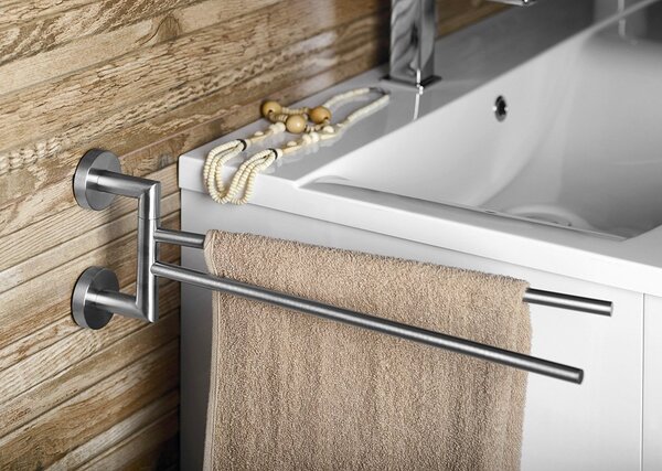 Sapho Sapho, suport dublu pentru prosoape X-STEEL 420 mm, oțel inoxidabil periat, XS405
