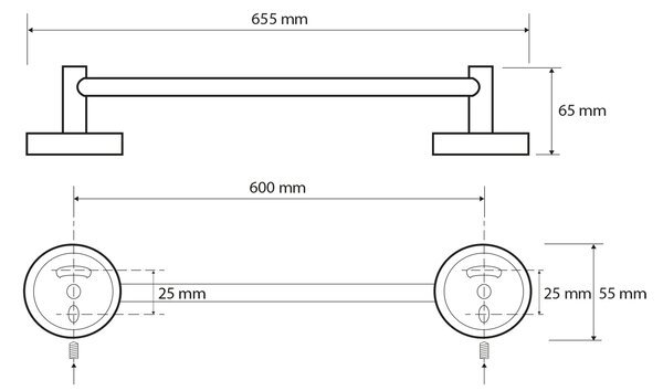 Sapho Sapho, X-ROUND E suport prosop 600x65mm, crom, XR410