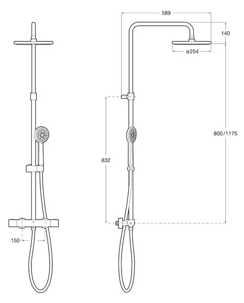 Roca Even-t Round set de duș perete cu termostat cu duș de ploaie crom A5A9A2EC00
