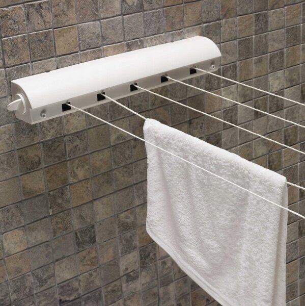 Erga Bone Line, uscator de rufe montat pe perete cu cabluri retractabile, alb, ERG-SEP-1358SUSBONLIN