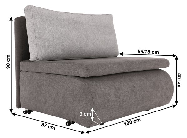 KONDELA Fotoliu extensibil, gri maroniu Taupe, KENET NEW