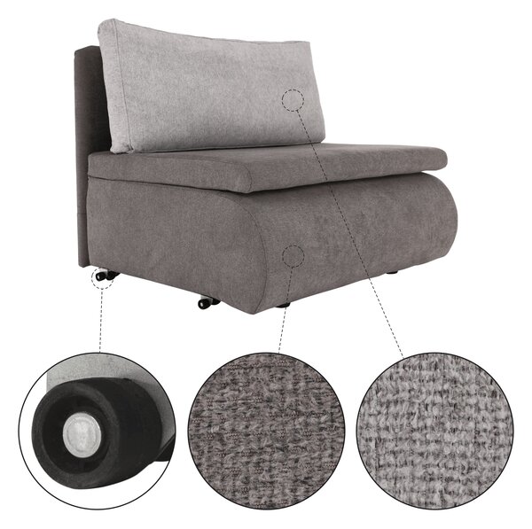 KONDELA Fotoliu extensibil, gri maroniu Taupe, KENET NEW