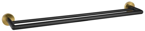 Sapho Sapho, suport dublu pentru prosoape LARISSA 600 mm, negru/auriu mat, WS011BG