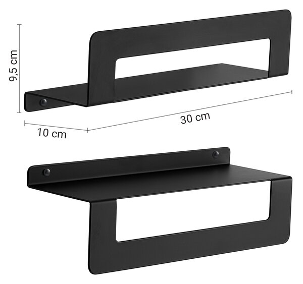 Gedy Gedy, Raft CLEO cu suport pentru prosoape 300mm, negru mat, 2019143