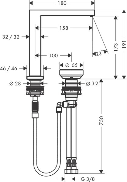 Hansgrohe Tecturis E baterie lavoar stativ || 73053140