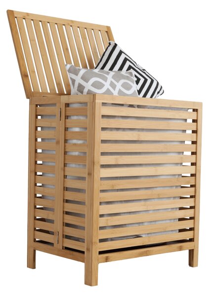 KONDELA Coş de rufe, bambus natural/alb, MENORK